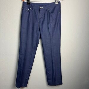 J. Hilburn Casual Wool Dress Pants Straight Leg Blue Business Quiet Luxury 32x29